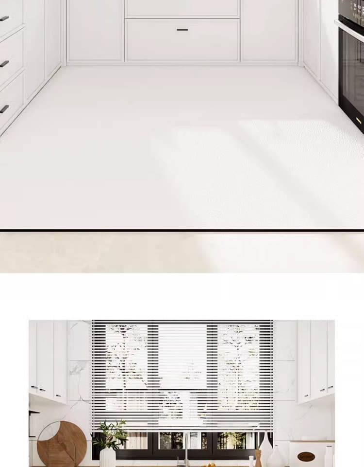 白を基調に空間を華やかに彩るL字型や大判キッチンマット