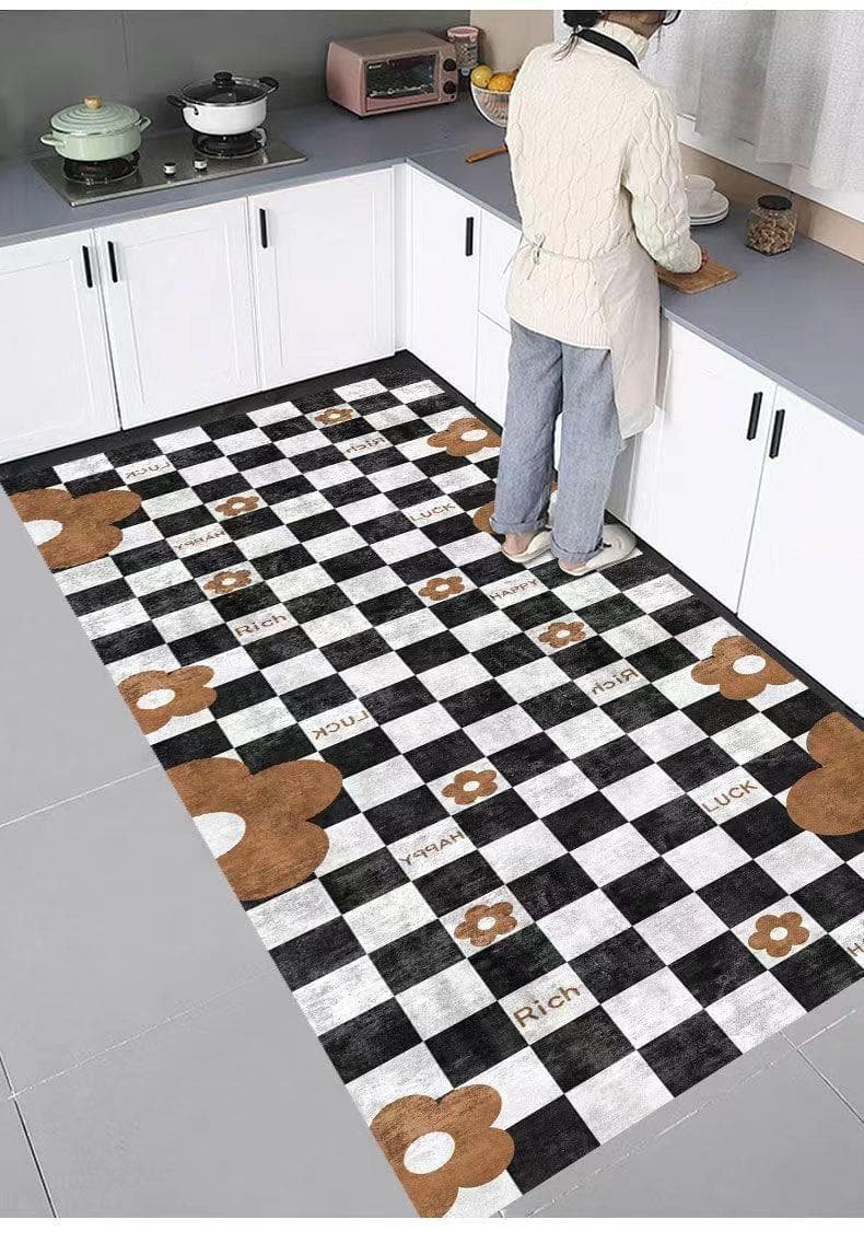 収納も折りたためる大判サイズ！飽きのこない北欧風キッチンマット