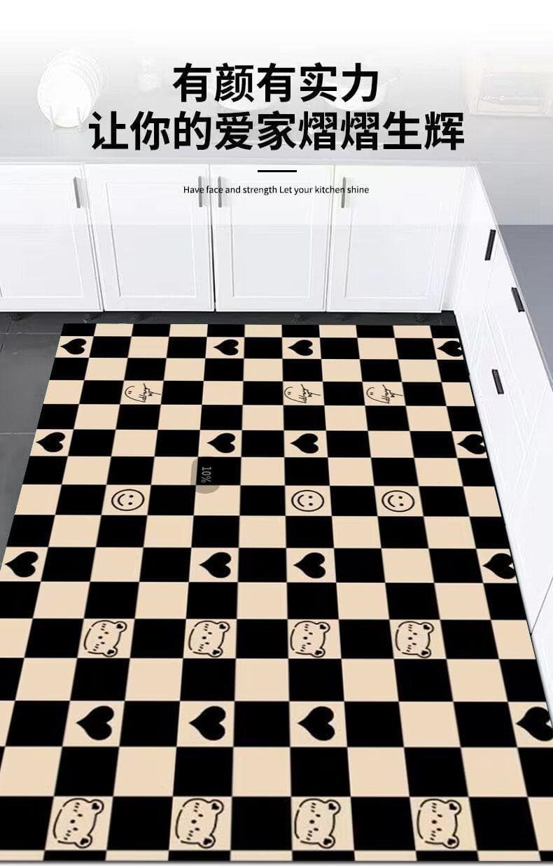 収納も折りたためる大判サイズ！飽きのこない北欧風キッチンマット