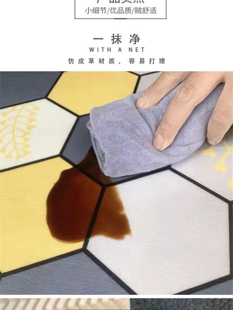 高耐久でふかふか床暖房対応 おしゃれな幾何学柄キッチンマット