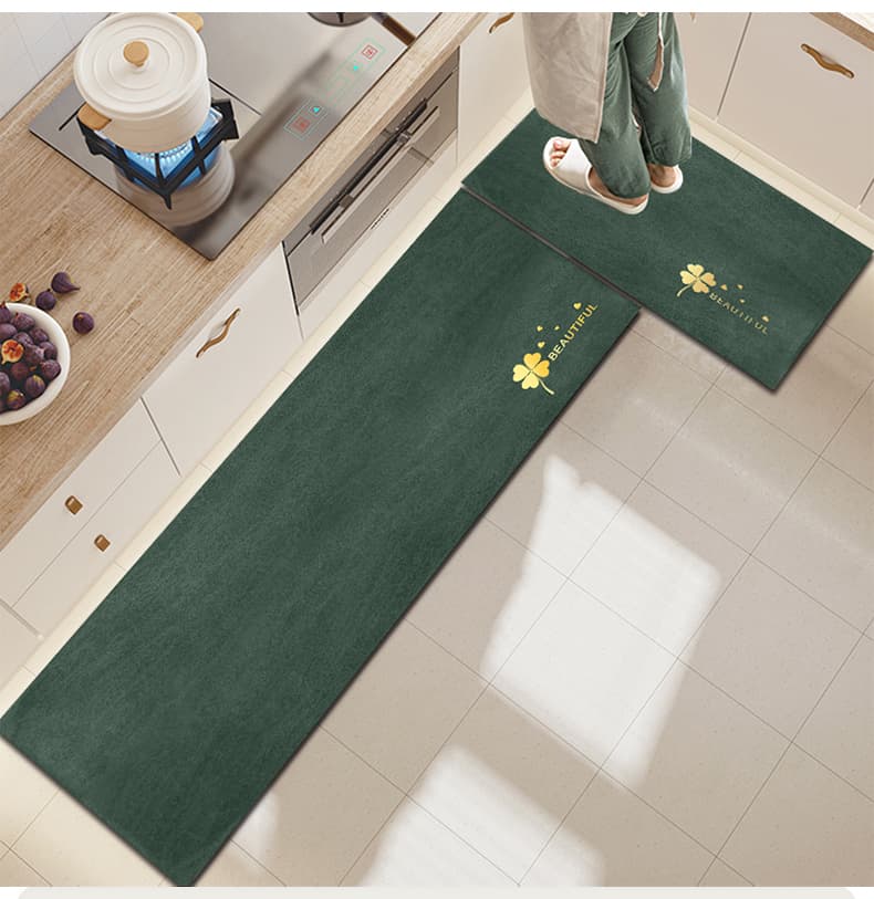 北欧風の天然素材で彩る植物柄コンビネーションキッチンマット