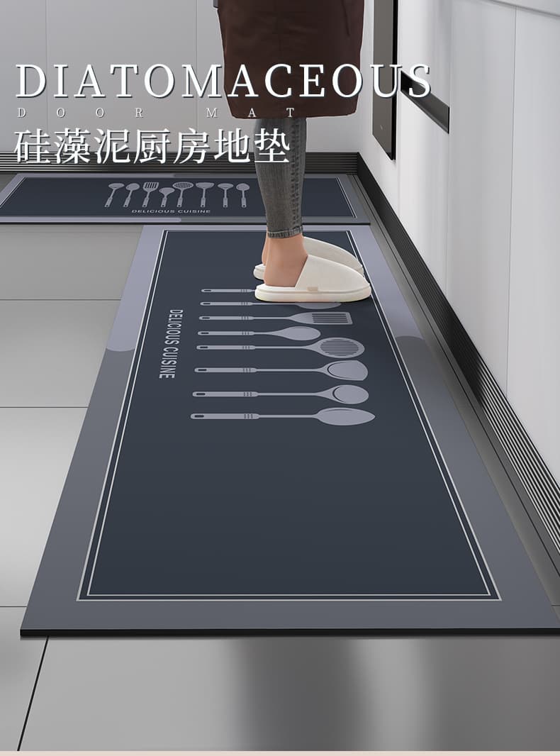 北欧風のシンプル柄で快適！ふかふか厚手の滑り止めキッチンマット