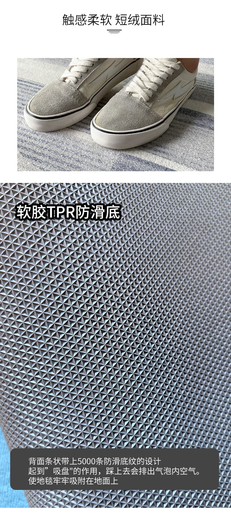 厚手でふかふか 北欧幾何学模様が映える滑り止め付きキッチンマット