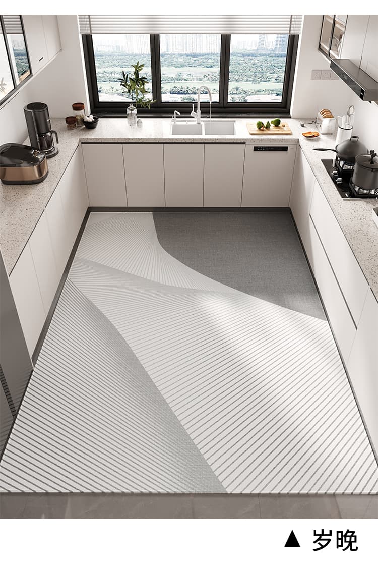 厚手でふかふか 北欧幾何学模様が映える滑り止め付きキッチンマット