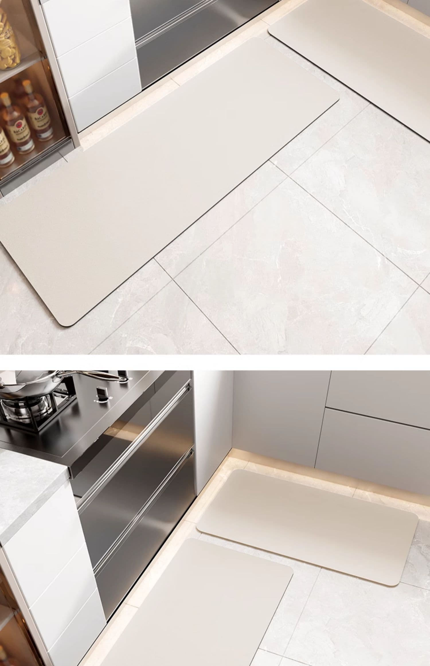 シンプルで上質な北欧モダン風デザインの多サイズ選べるキッチンマット