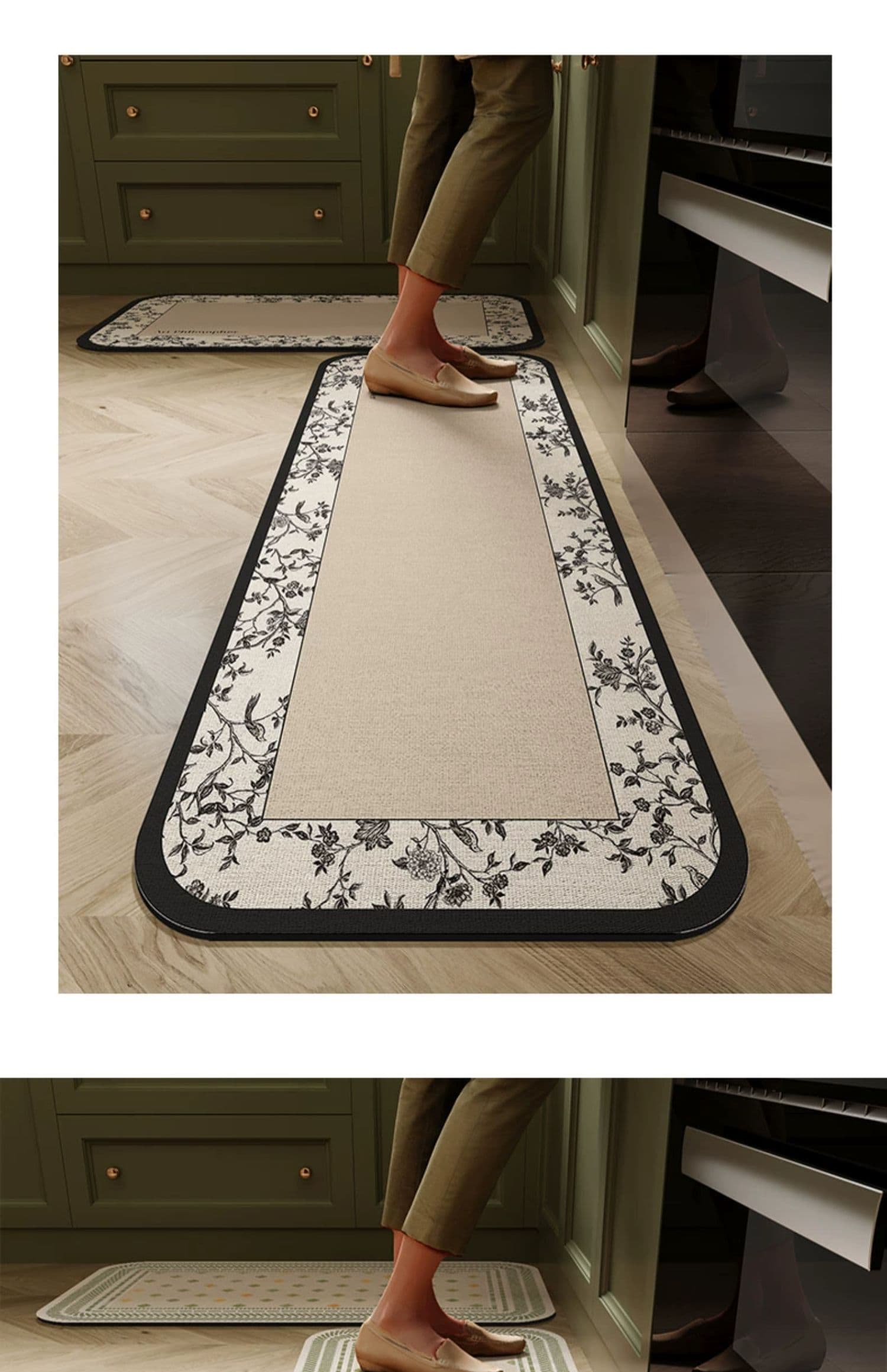 透明感ある北欧デザインで快適！厚手クッションのキッチンマット