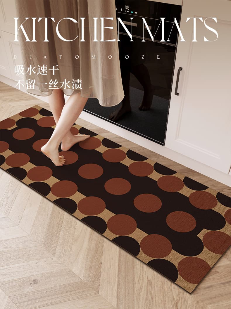高級感漂う幾何模様北欧デザインでおしゃれな防滑キッチンマット