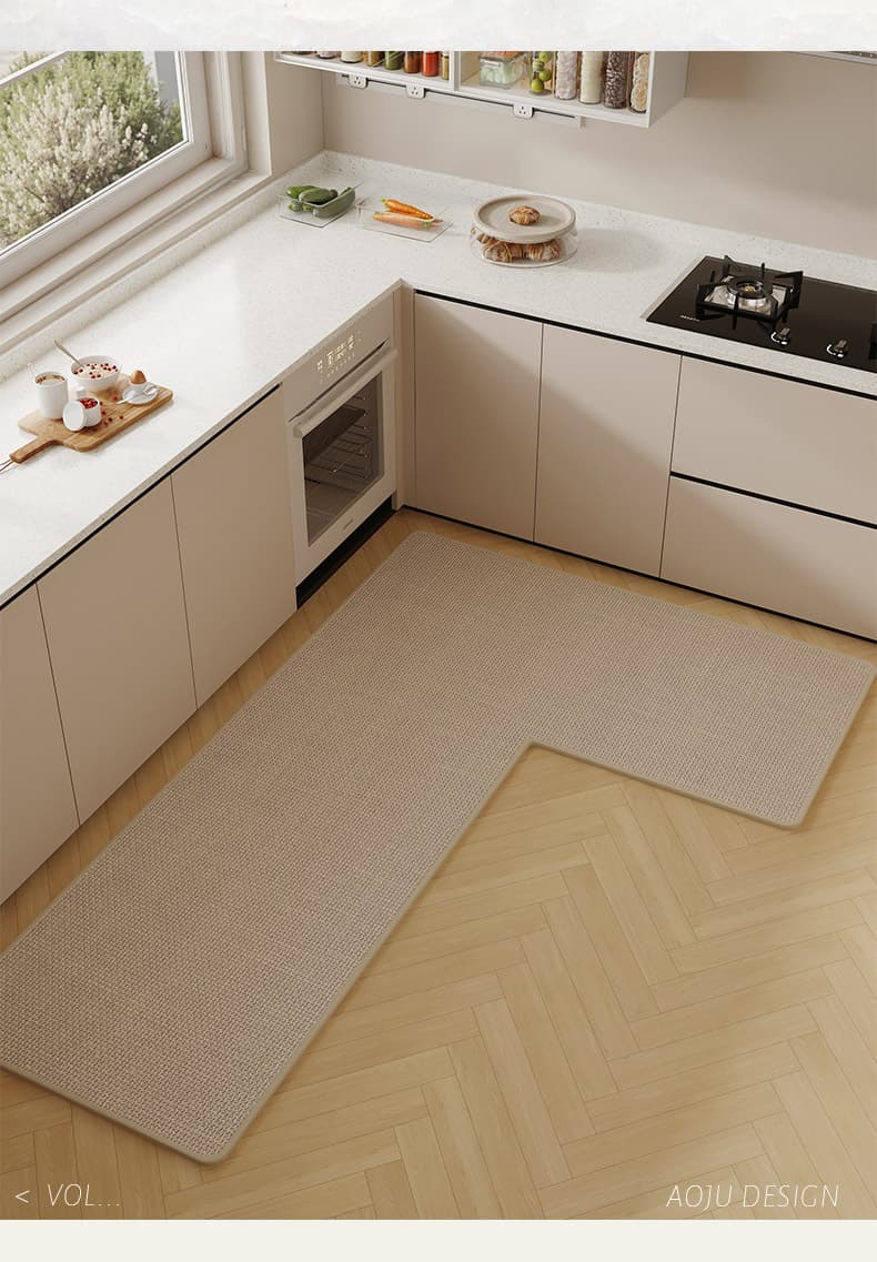 北欧モダンで美しく、L字型オーダー対応の高級キッチンマット