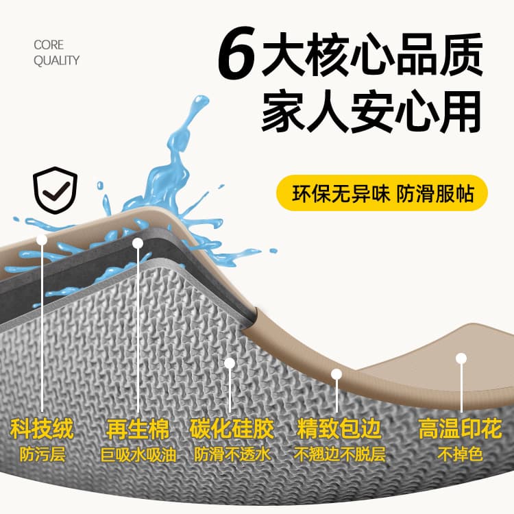 拭けるから油汚れも安心！滑り止め付き北欧デザインキッチンマット