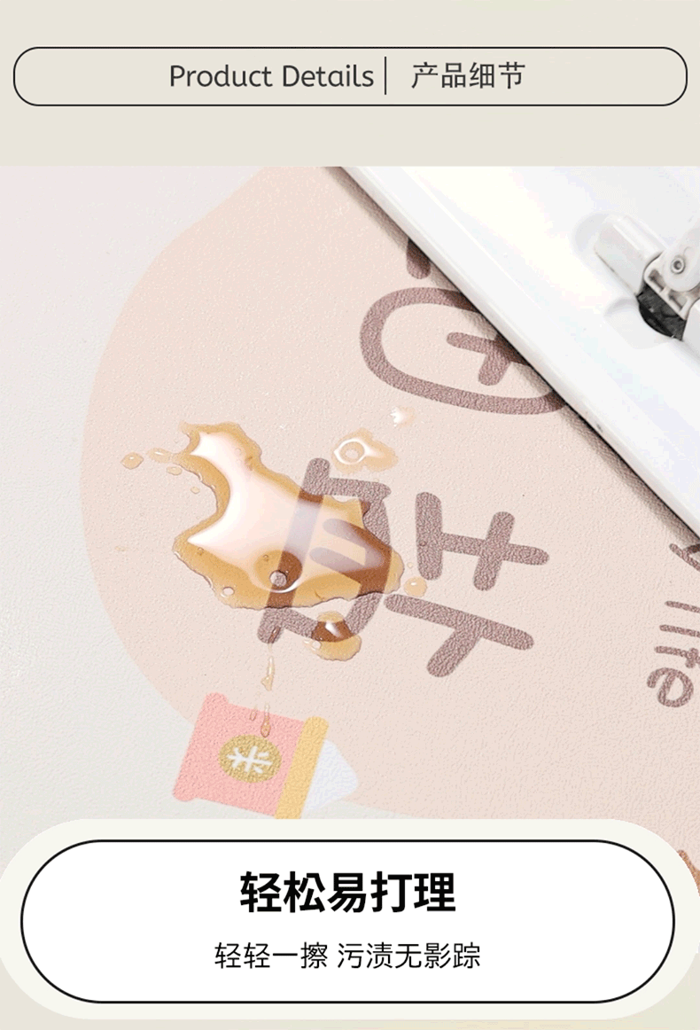 拭くだけ簡単お手入れ！抗菌で滑り止め付PVCキッチンマット