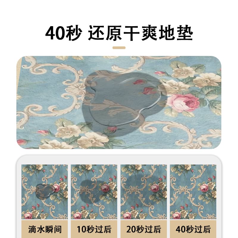 ふんわり弾力が心地よい植物柄北欧風キッチンマットふかふか厚手設計