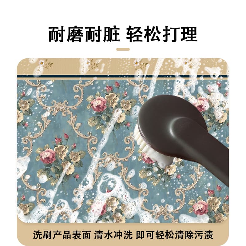 ふんわり弾力が心地よい植物柄北欧風キッチンマットふかふか厚手設計