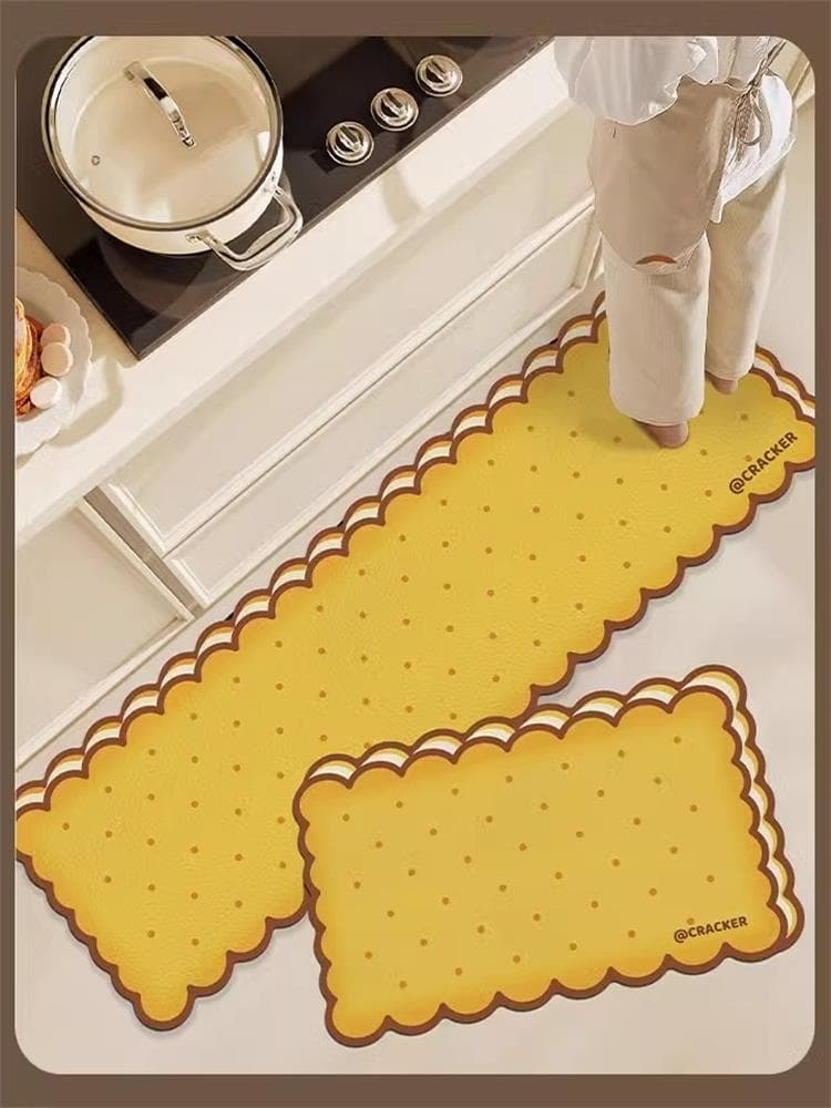 かわいいカラーと厚手クッションで快適！ズレにくい北欧風キッチンマット