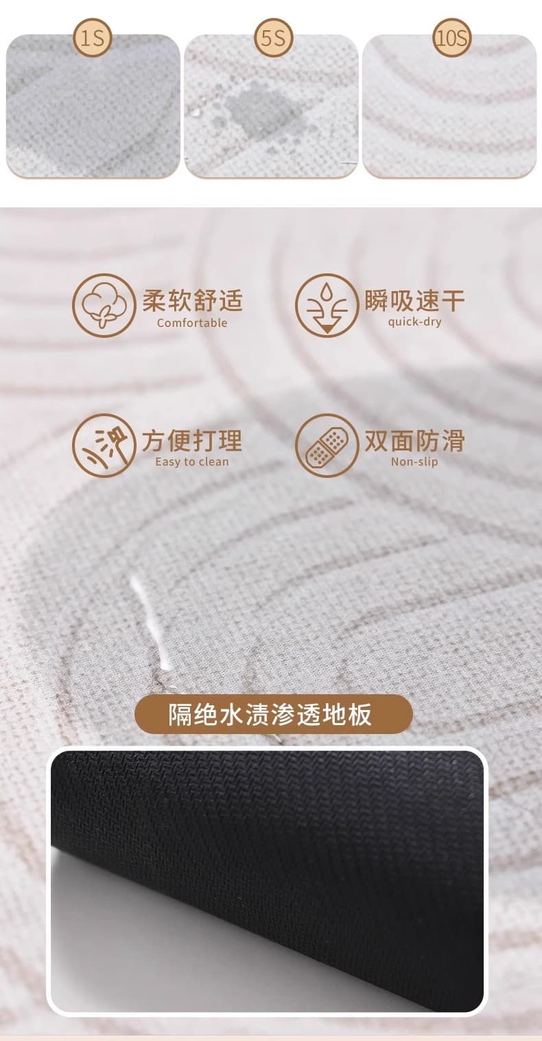 北欧風の幾何学模様がおしゃれで厚手設計の滑り止めキッチンマット