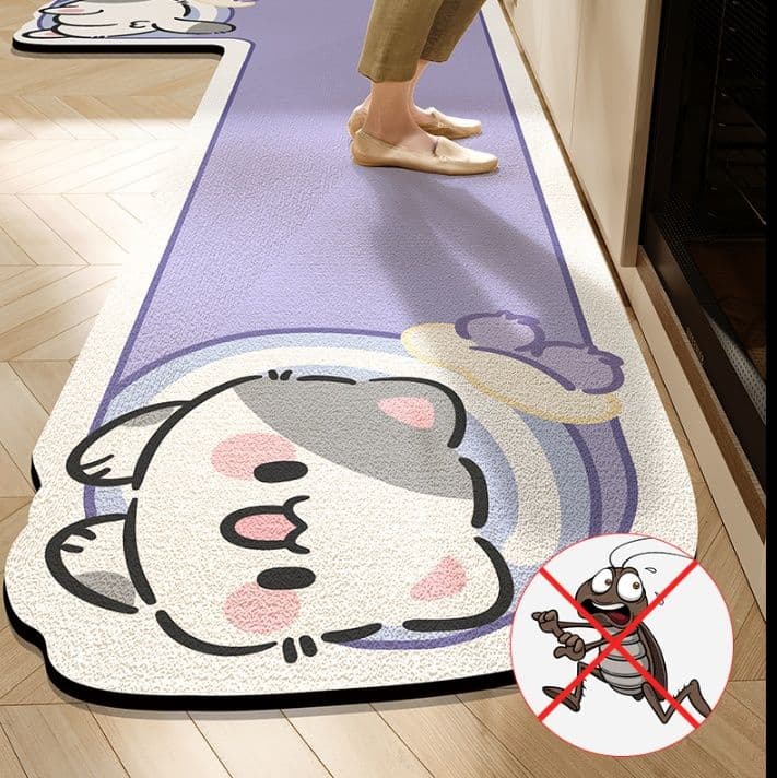 かわいいクマ柄と多サイズから選べるL字型おしゃれキッチンマット