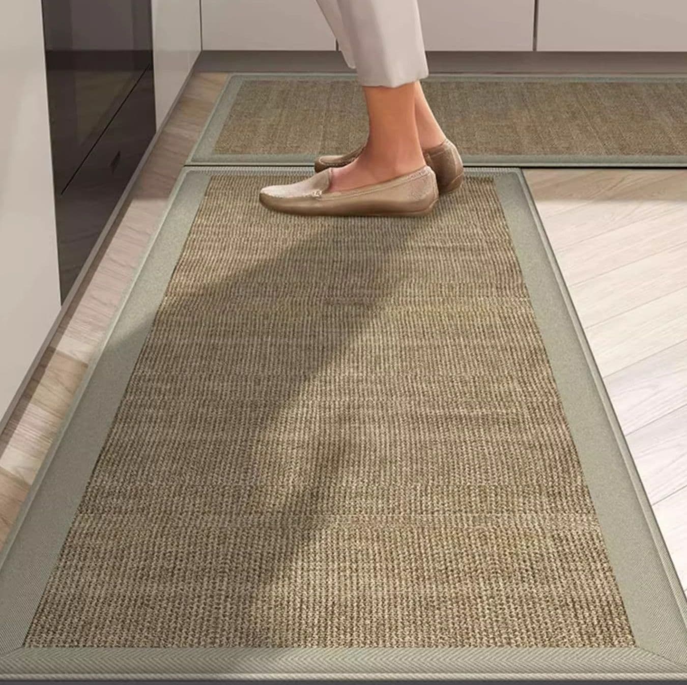 低反発クッションで疲れにくい幾何学模様の北欧風キッチンマット