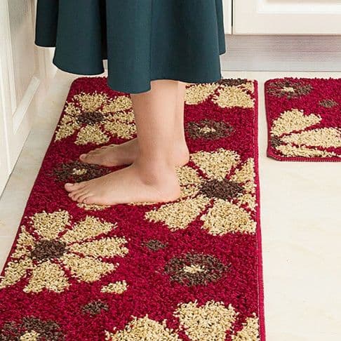 花柄キッチンマット 270cm 滑り止め付きで洗える おしゃれな吸水速乾タイプ