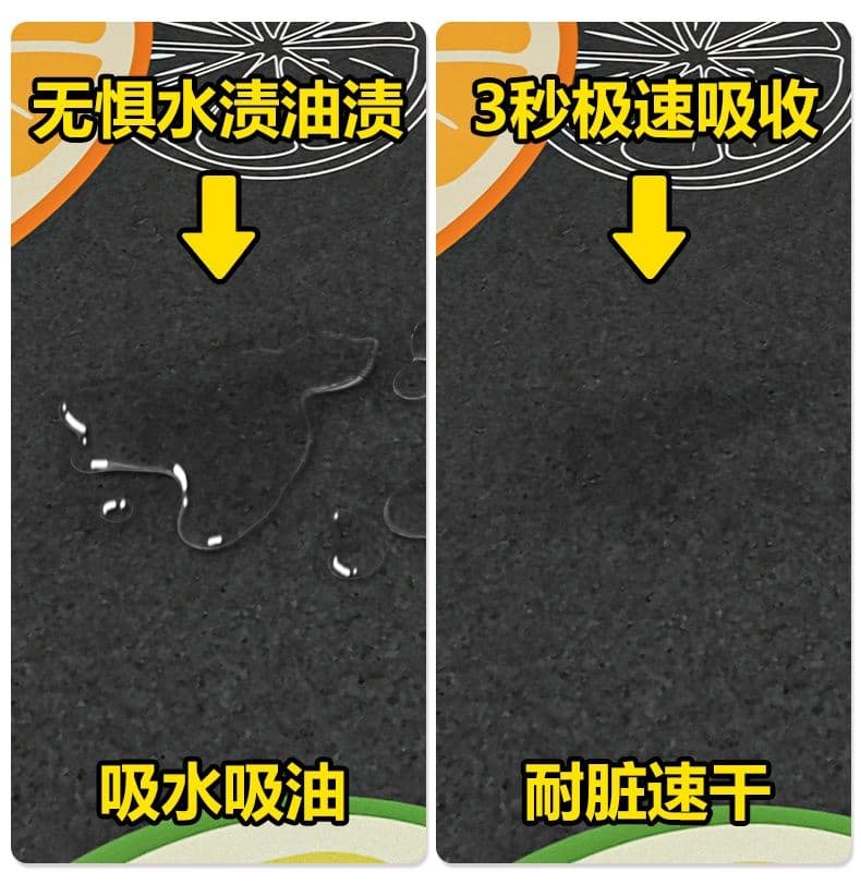 防滑で安全！吸水吸油機能付きの洗える天然ゴム製キッチンマット