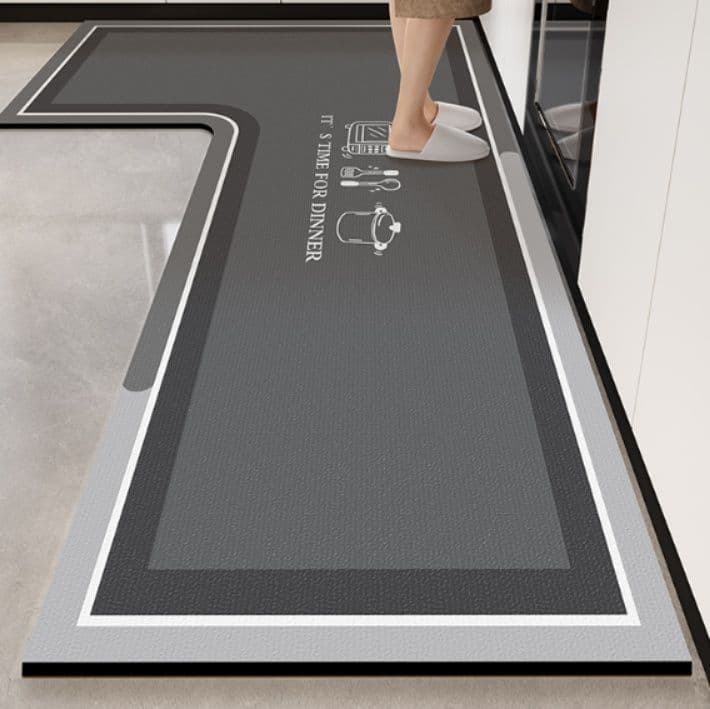 L字型カット可能！汚れに強い珪藻土キッチンマット 滑り止め付き 厚手クッション