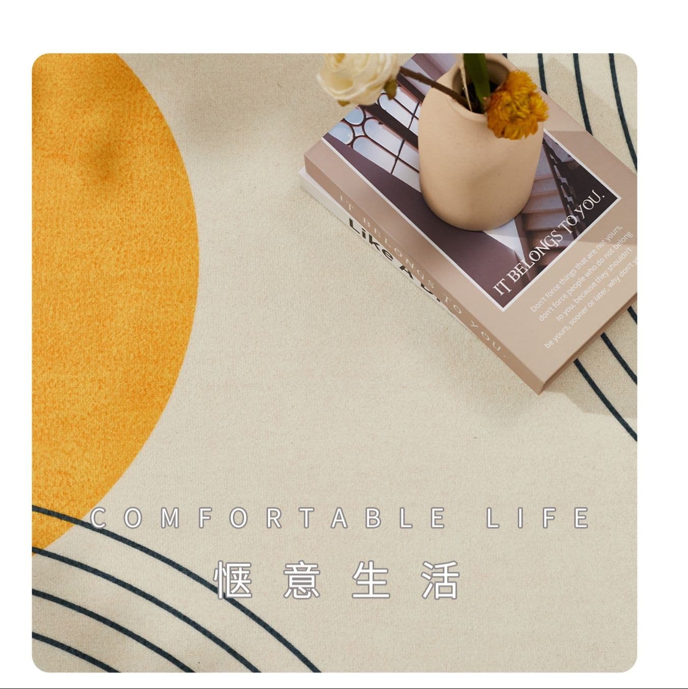 幾何模様で北欧風！拭けるキッチンマット防滑＆洗える50サイズ展開