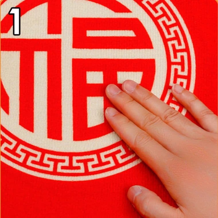 印花福字の赤色デザイン！洗える滑り止め付きキッチンマット豊富サイズ
