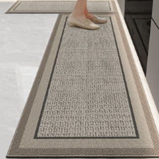 防水で汚れに強い！北欧風格子柄の洗えるキッチンマット50×80cm
