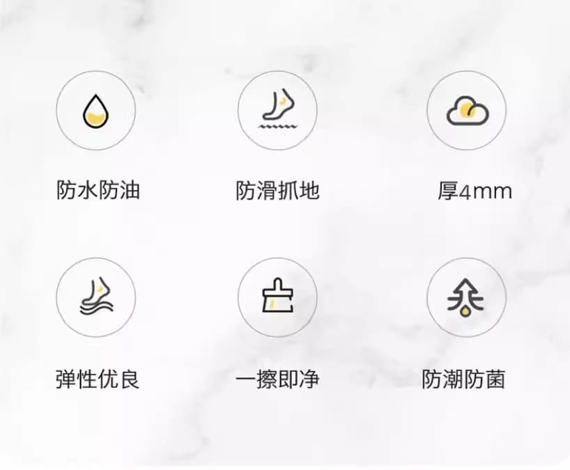拭き取れて洗えるキッチンマット!滑り止め付きで透明感のあるおしゃれデザイン