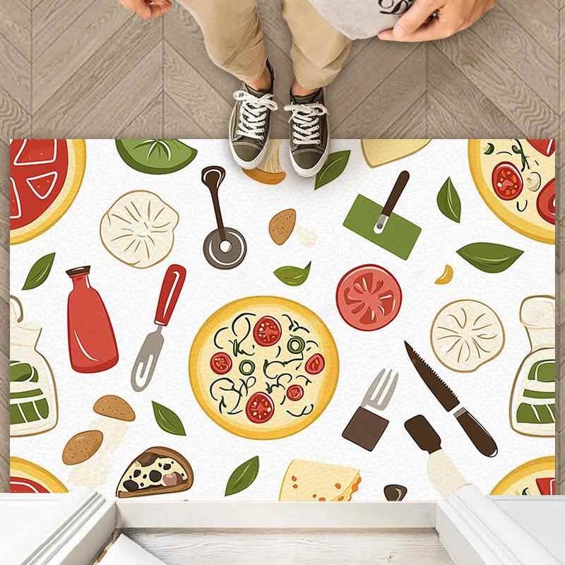 滑り止め付きで拭ける北欧風デザインの洗えるキッチンマット