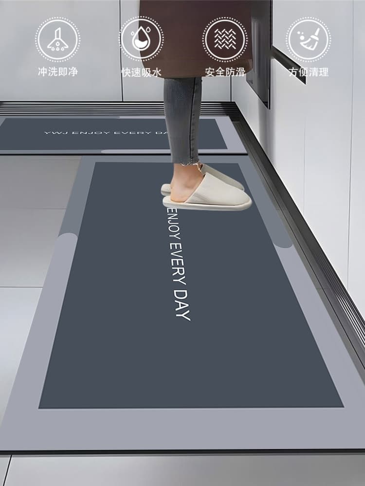 透明感ある幾何模様が魅力のモダンなおしゃれキッチンマット