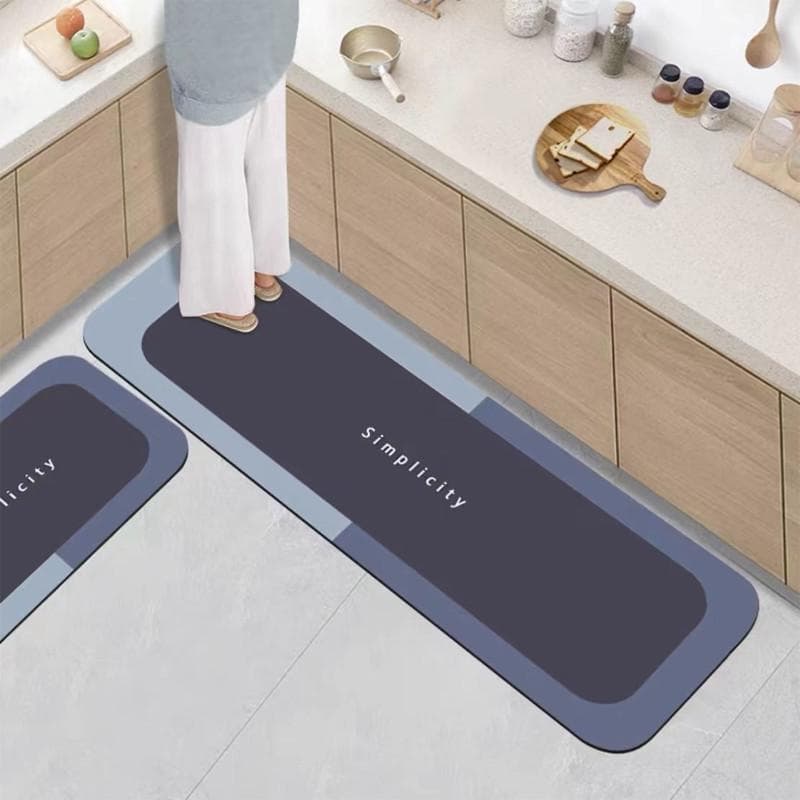北欧抽象モランディカラーの床暖房対応ふかふかキッチンマット