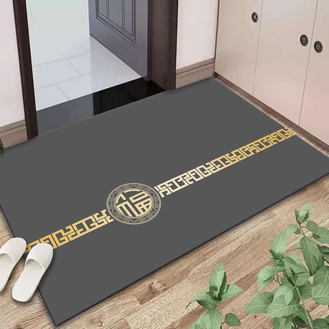 硅藻土キッチンマット 拭ける洗える滑り止め付き 北欧風ストライプ柄