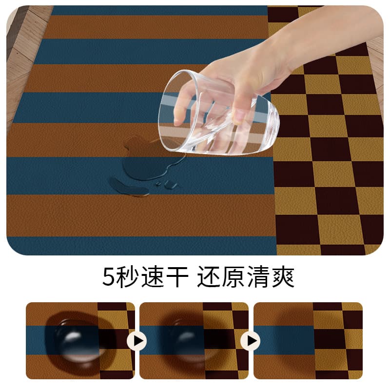 汚れに強く滑りにくい、洗えるストライプ柄北欧風キッチンマット