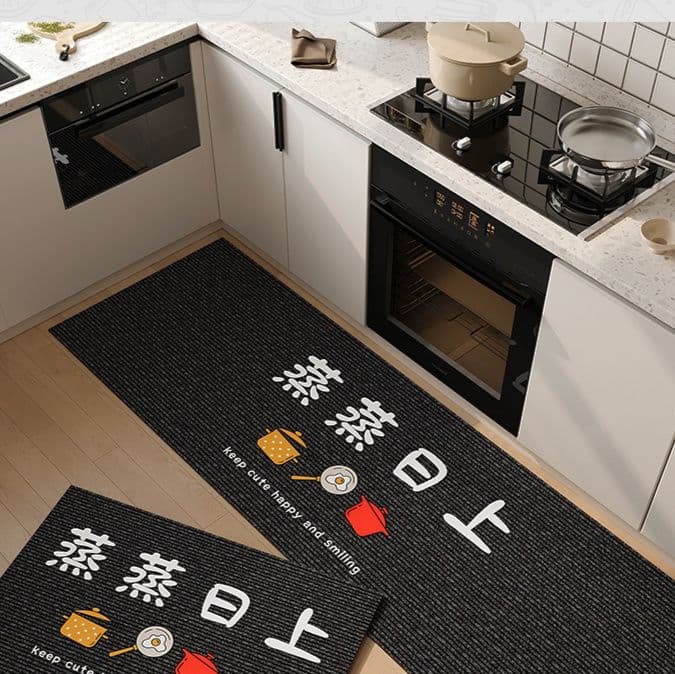 拭けるから手入れ簡単!防油撥水加工のおしゃれキッチンマット