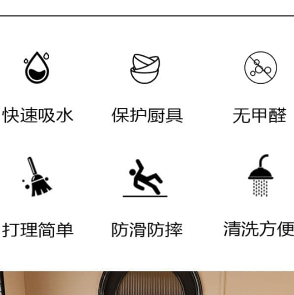 幾何学模様がおしゃれな防滑防水キッチンマット!拭けて洗えるL字対応