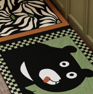 レトロな欧風デザインで滑り止め付き!吸水性抜群の洗えるキッチンマット